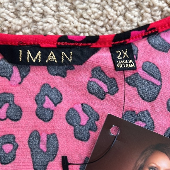 New! IMAN SZ 2X animal print sleeveless top. - Picture 7 of 8